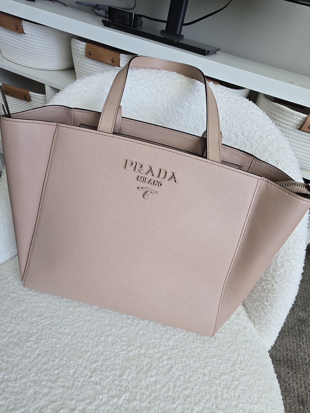 Prada Milano Saffiano Leather Tote - Plush Color
